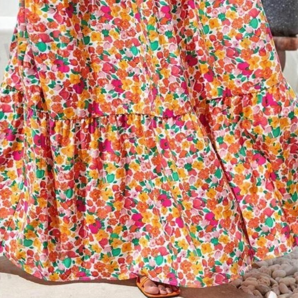 Allover Floral Print Ruffle Hem Skirt - Picture 2 of 6